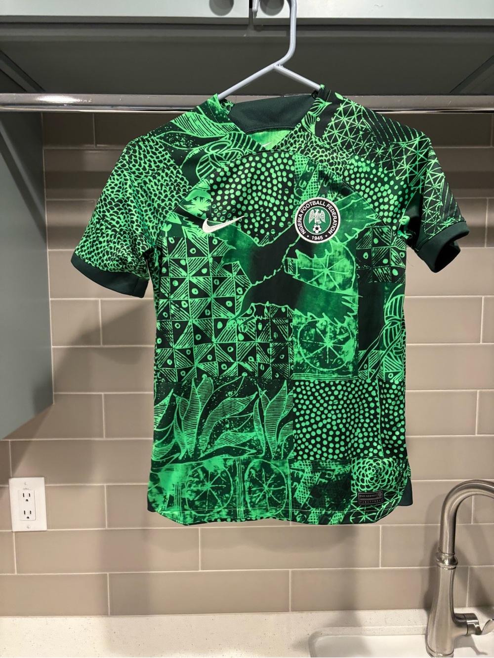 Nigeria Futbol Soccer Green Nike Team Jersey Size L Kids Dri Fit